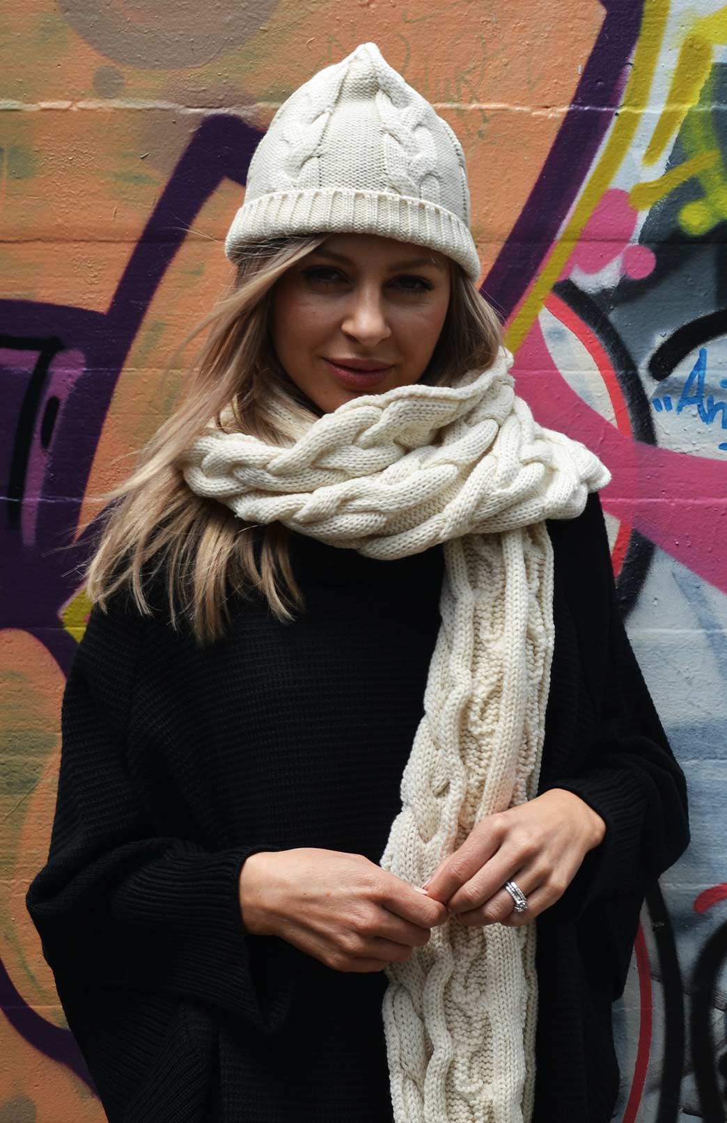 Cable Scarf Women's Merino Wool Chunky Cable Knit Scarf