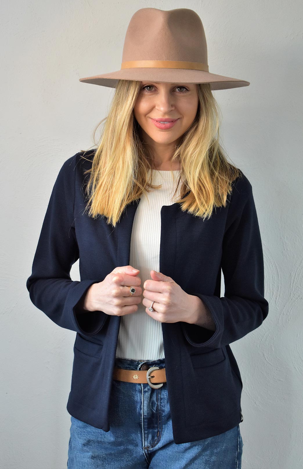 French Navy Blue Women&#39;s Merino Wool Heavyweight Paris Jacket
