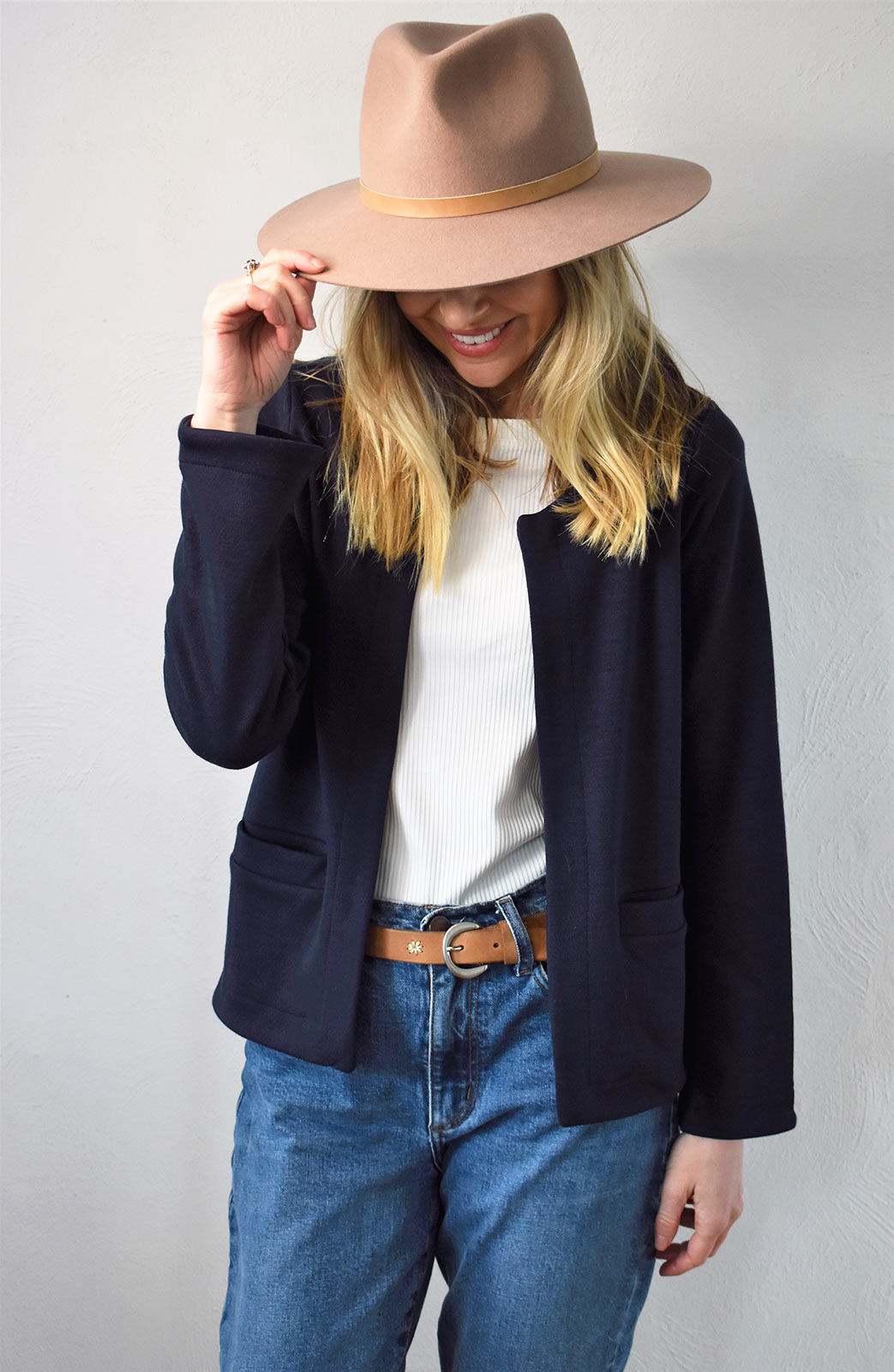 French Navy Blue Women&#39;s Merino Wool Heavyweight Paris Jacket
