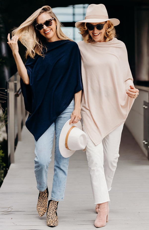 Our models wearing classic ponchos