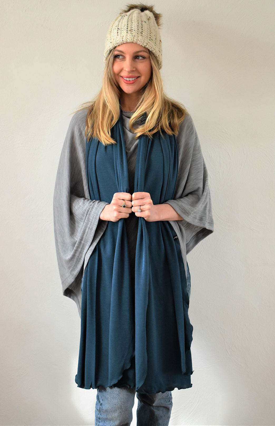 Storm Teal Women's Merino Wool Luxury Scarf