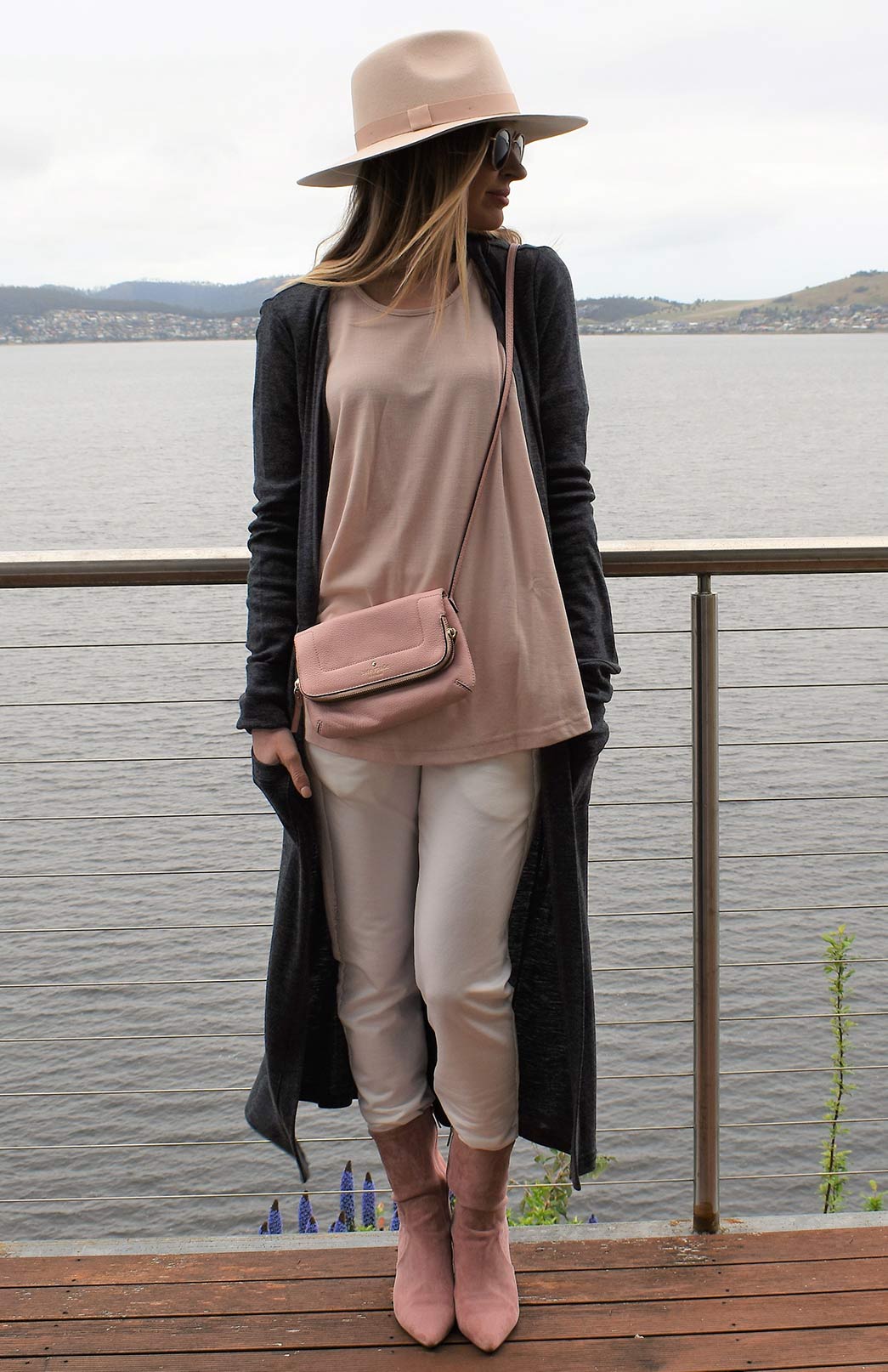 Charcoal Marl Women's Slimline Long Cardigan with side pockets