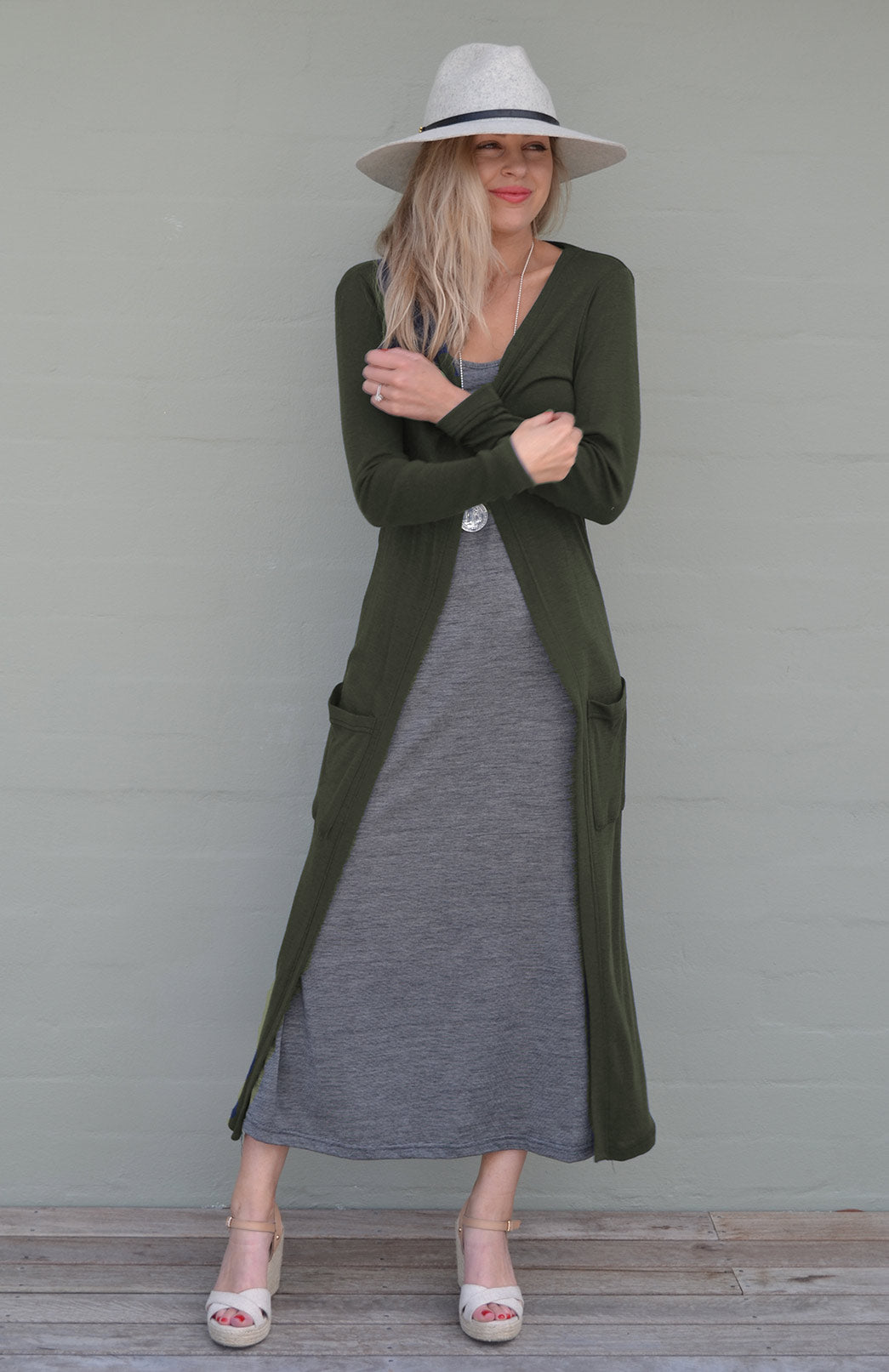 Coatigan Women's Slimline Long Cardigan with side pockets