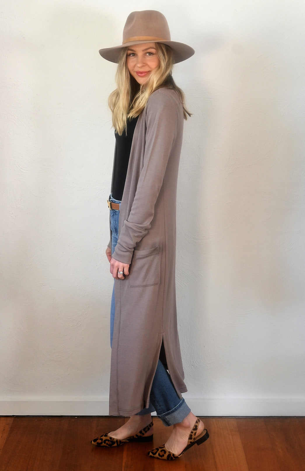 Coco Women's Slimline Long Cardigan with side pockets