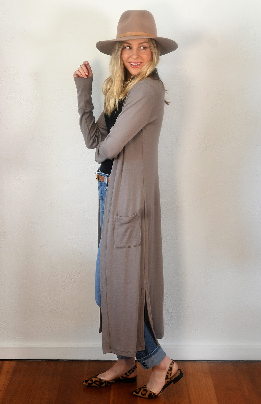 Coco Women's Slimline Long Cardigan with side pockets