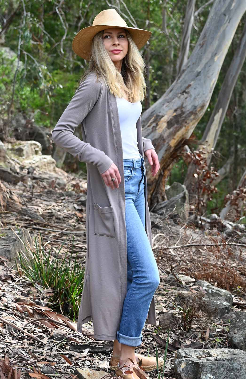 Coatigan Women's Slimline Long Cardigan with side pockets