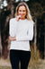 Crisp White Women&#39;s Organic Cotton Long Sleeve High Neck Basic Tee
