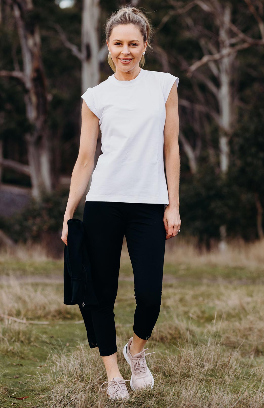 Crisp White Women's Organic Cotton Cap Sleeve High Neck Basic Tee