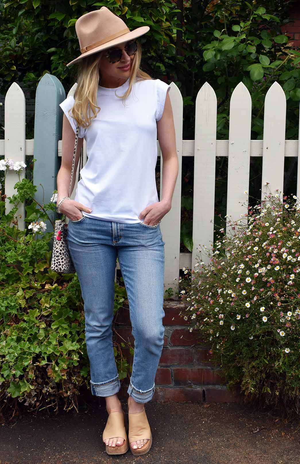 Crisp White Women's Organic Cotton Cap Sleeve High Neck Basic Tee