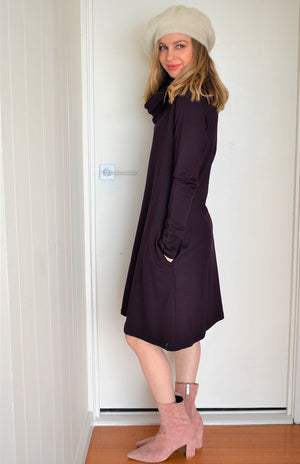 Cowl Neck Swing Dress - Modal Fleece