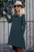 Nude Women&#39;s Merino Wool Blend Cowl Neck Fleece Swing Dress with Pockets
