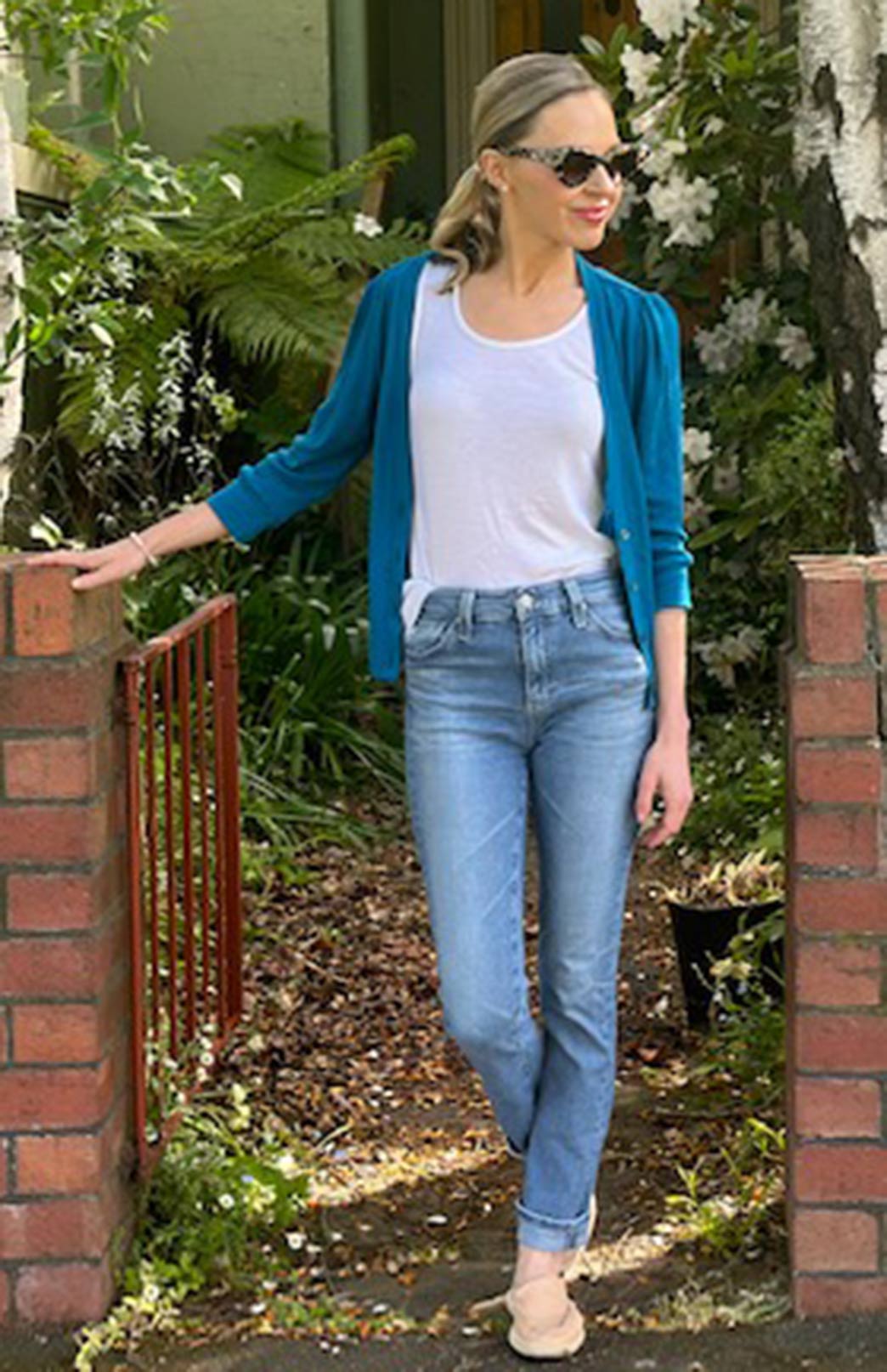 Dragonfly Teal Women's Merino Wool Crop Cardigan with 3/4 Sleeves