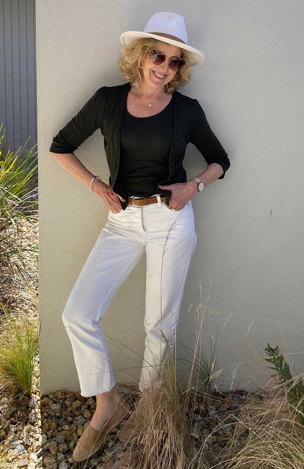 Kale Green Women's Merino Wool Sleeveless Scoop Neck Top