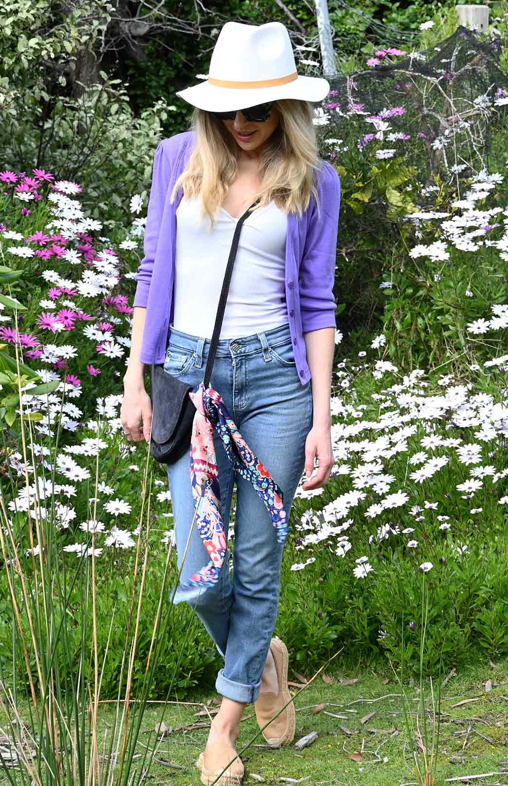 Periwinkle Purple Women's Merino Wool Crop Cardigan with 3/4 Sleeves