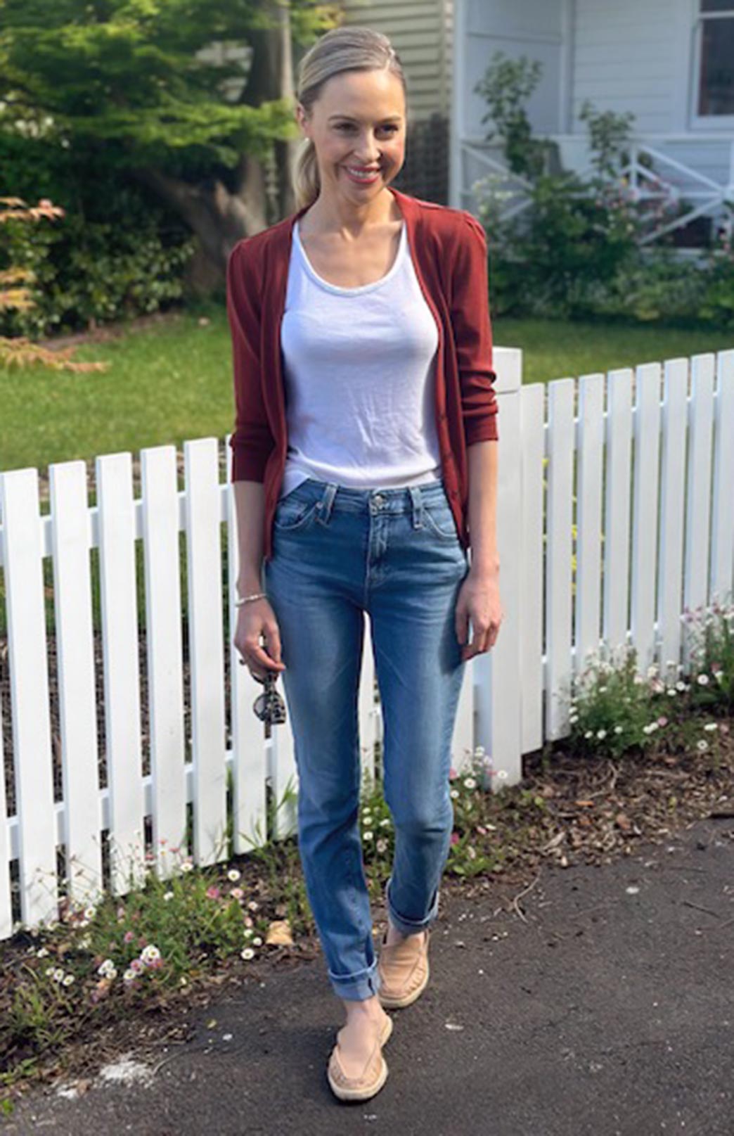 Shiraz Red Women's Merino Wool Crop Cardigan with 3/4 Sleeves