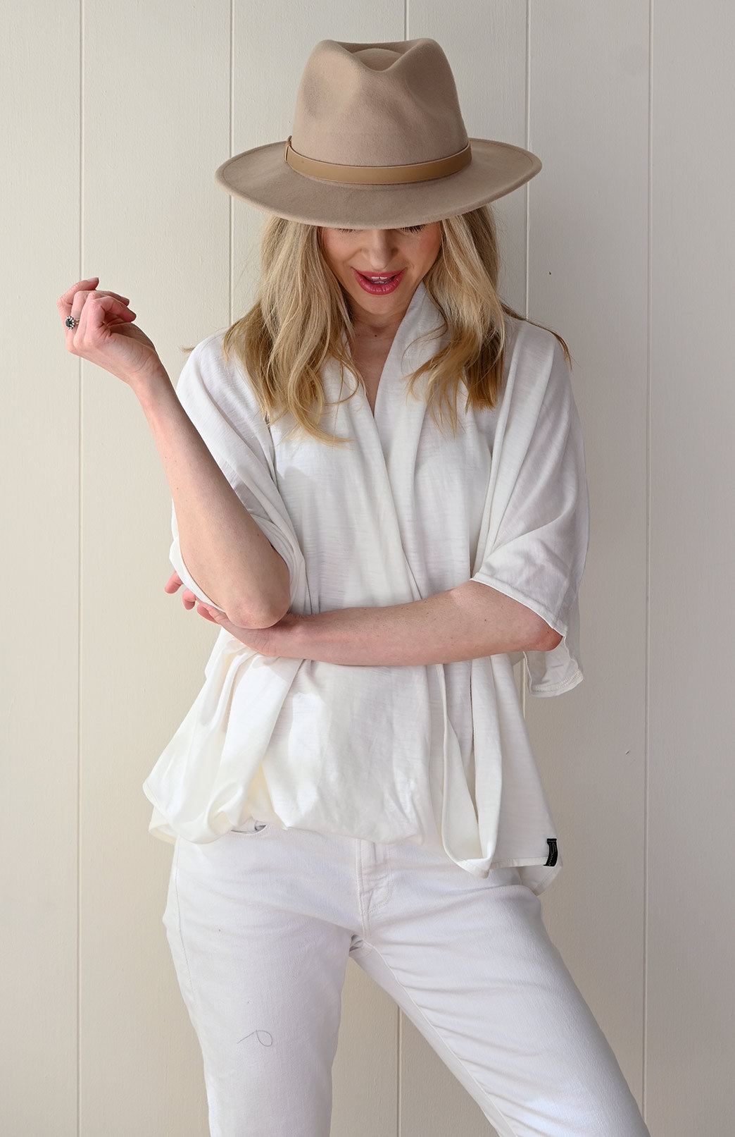 Ivory Women&#39;s Merino Wool Loose Wrap Cross Over Poncho
