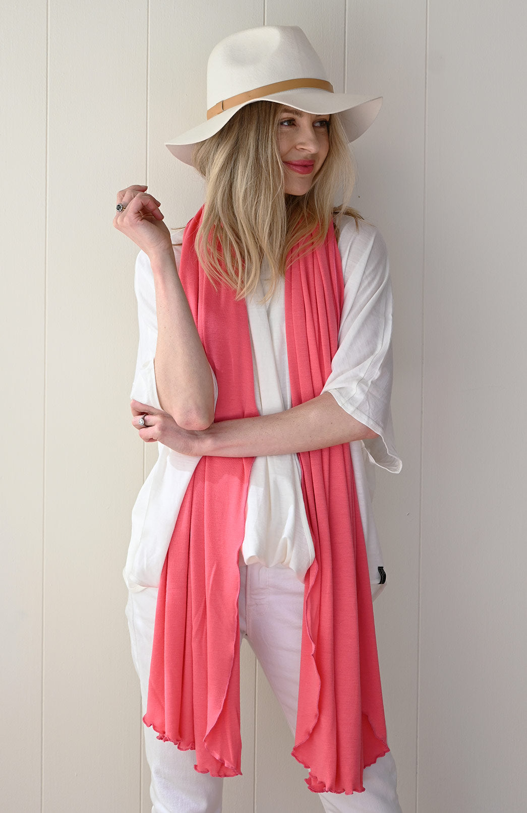 Ivory Women's Merino Wool Loose Wrap Cross Over Poncho