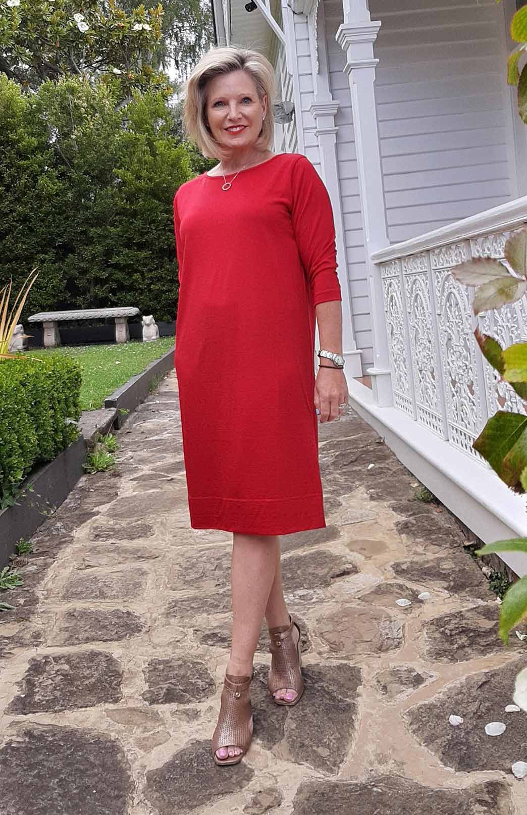 Chilli Red Women's Merino Wool Shift Dress