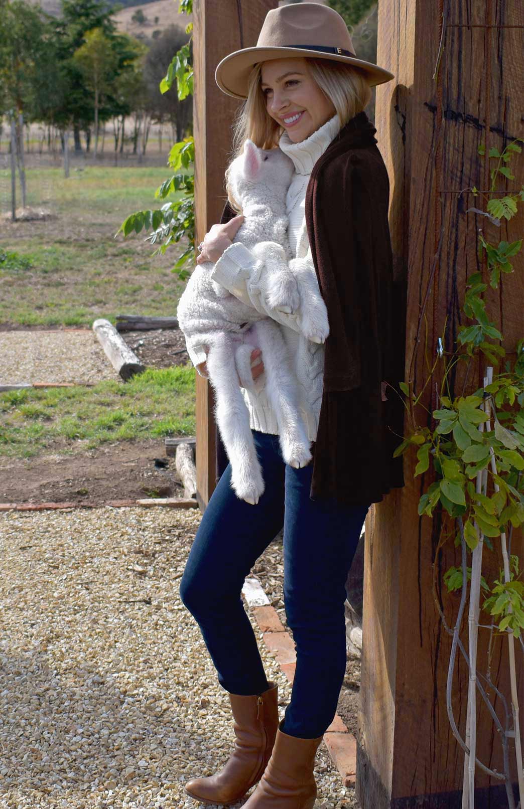 Chocolate Women's Merino Wool Drape Cardigan