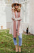 Burnt Orange Women&#39;s Merino Wool Drape Cardigan
