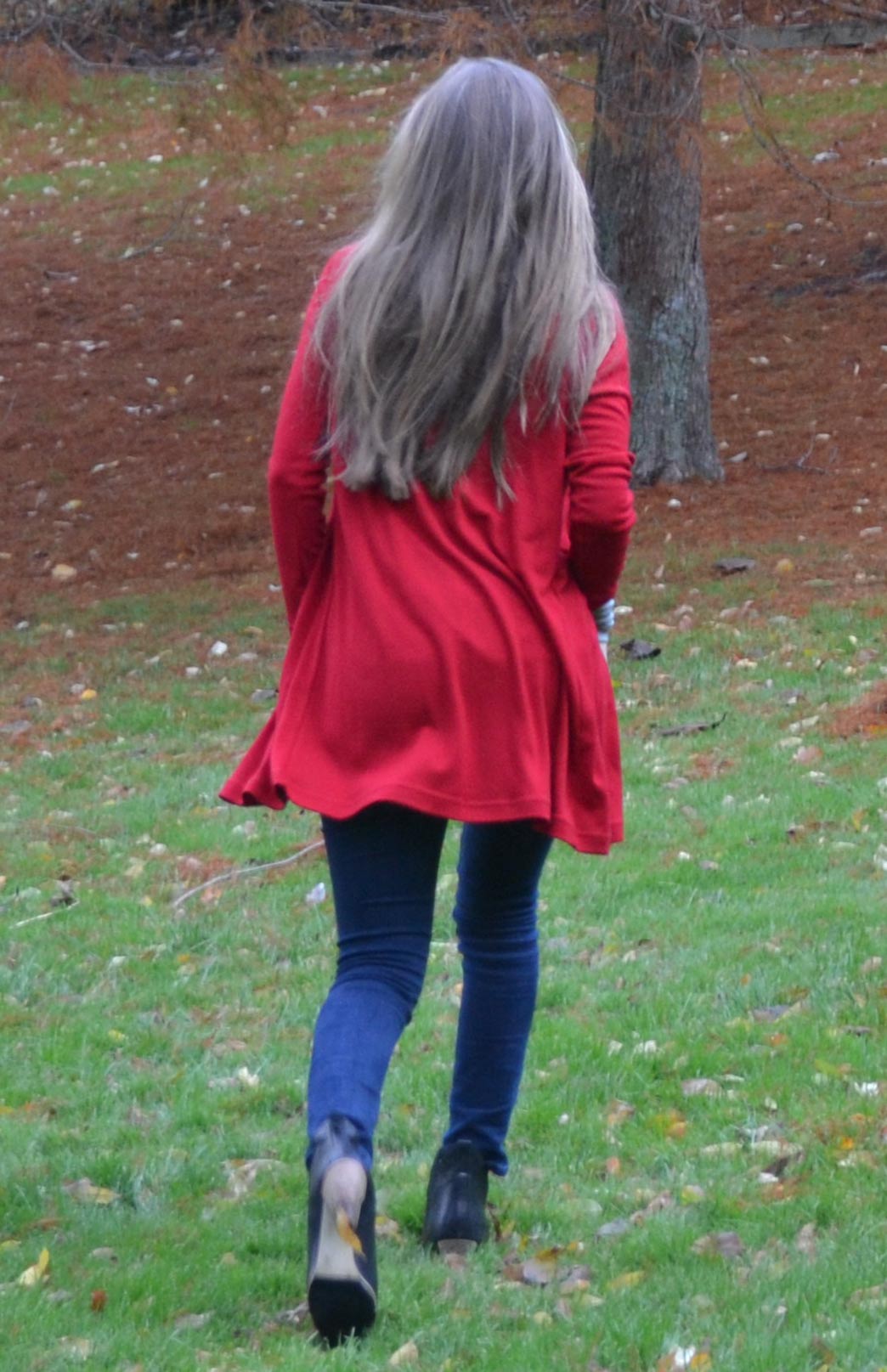 Scarlet Red Women's Merino Wool Drape Cardigan