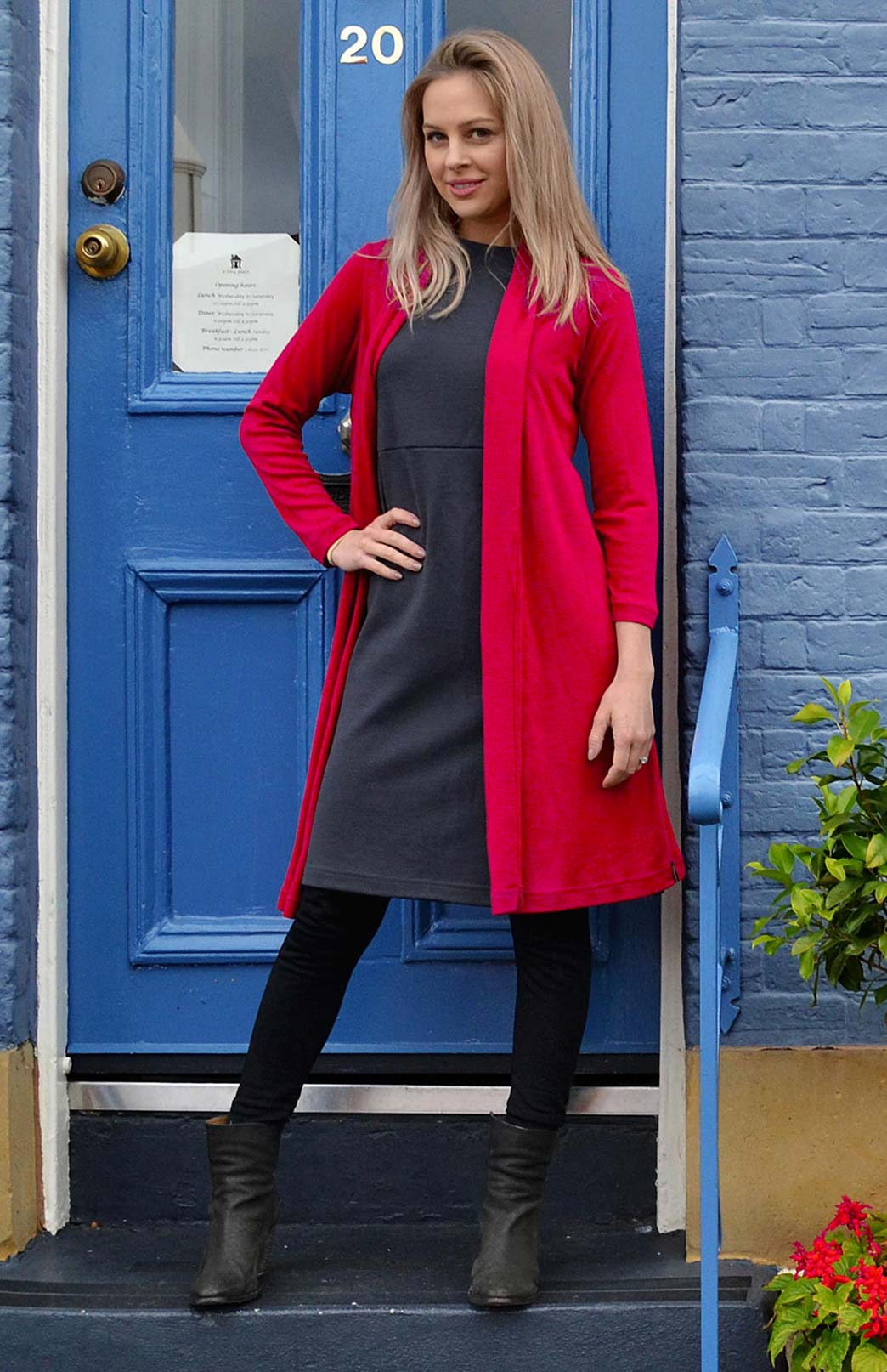 Scarlet Red Women's Merino Wool Drape Cardigan