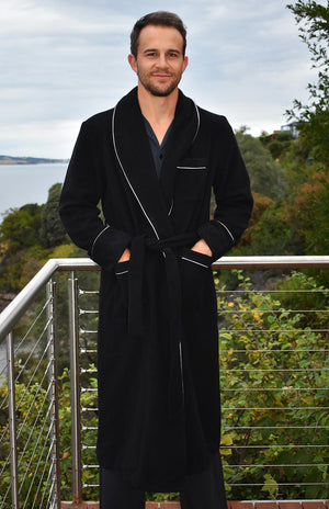 Cashmere Boutique: 100% Pure Cashmere Full Length Robe for Men (Color:  Black, Size: Large/Extra Large) at Amazon Men's Clothing store: Bathrobes