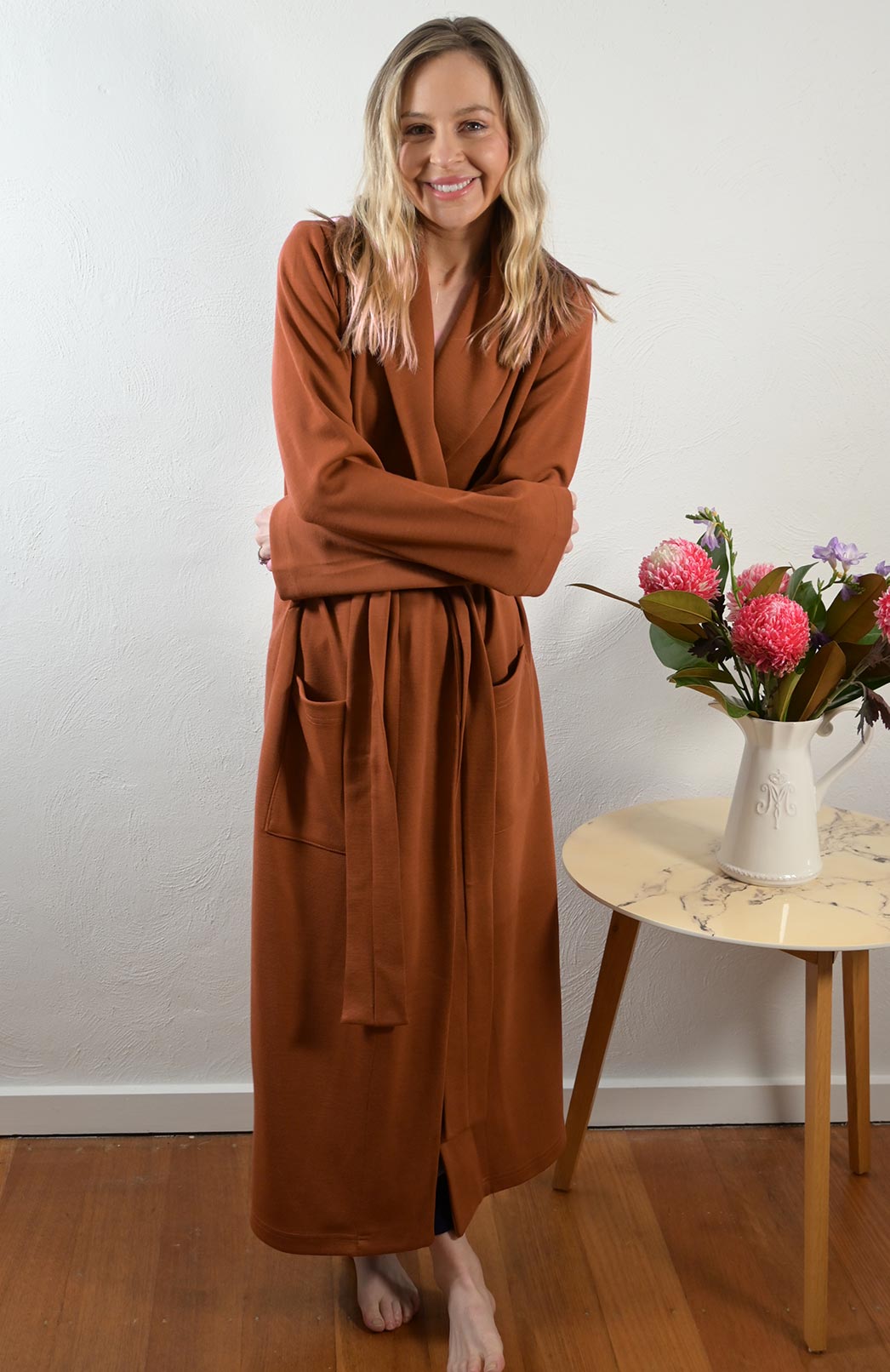 Cinnamon Superfine Merino Wool Dressing Gown