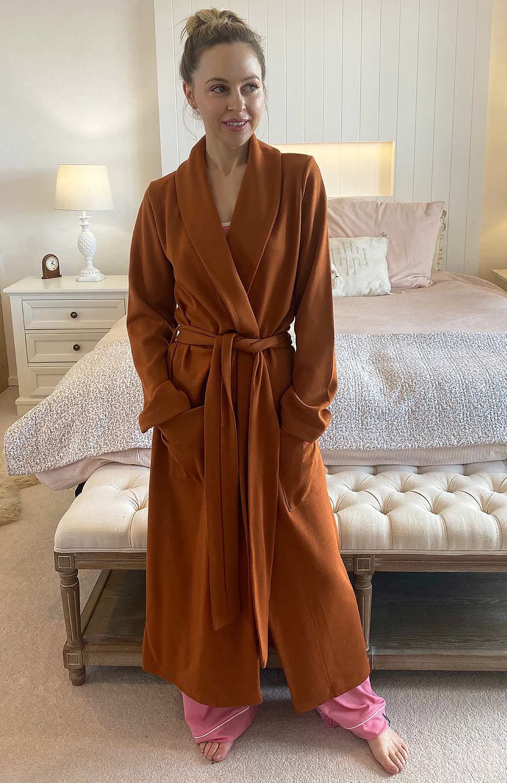 Cinnamon Superfine Merino Wool Dressing Gown