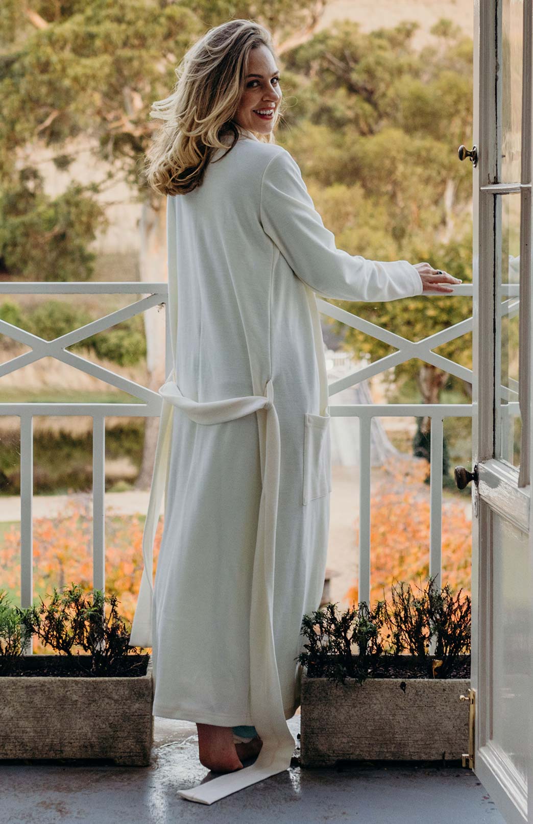 Ivory Superfine Merino Wool Dressing Gown