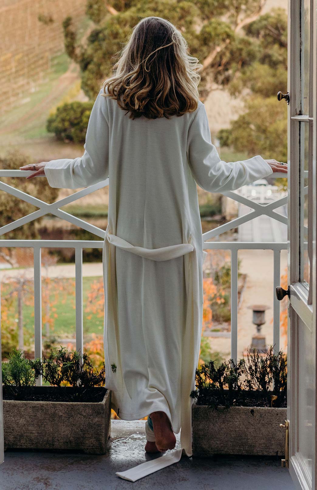 Ivory Superfine Merino Wool Dressing Gown
