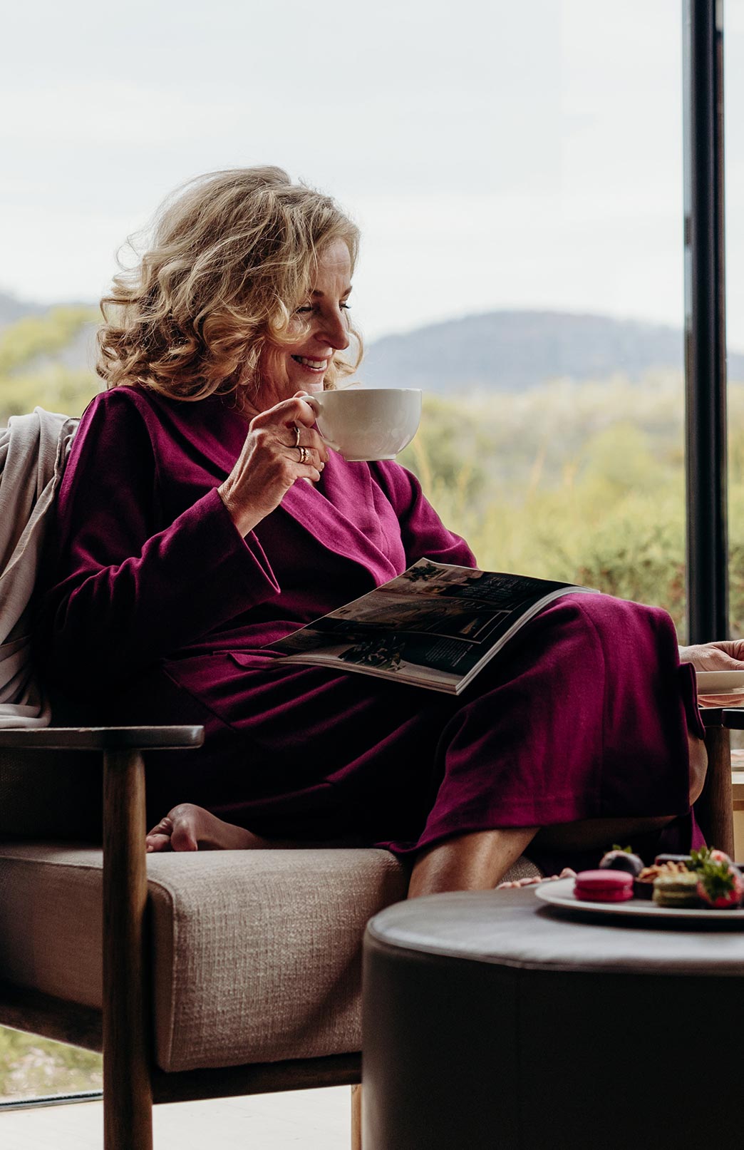 Magenta Superfine Merino Wool Dressing Gown
