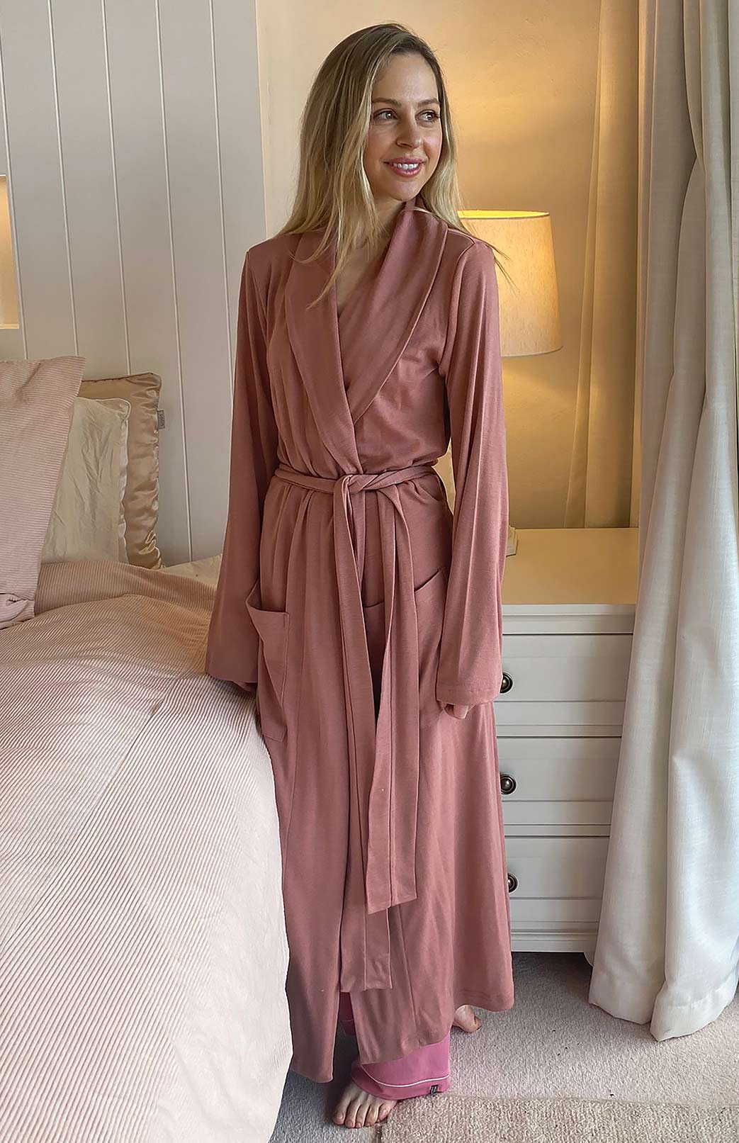 Rosewood Superfine Merino Wool Dressing Gown
