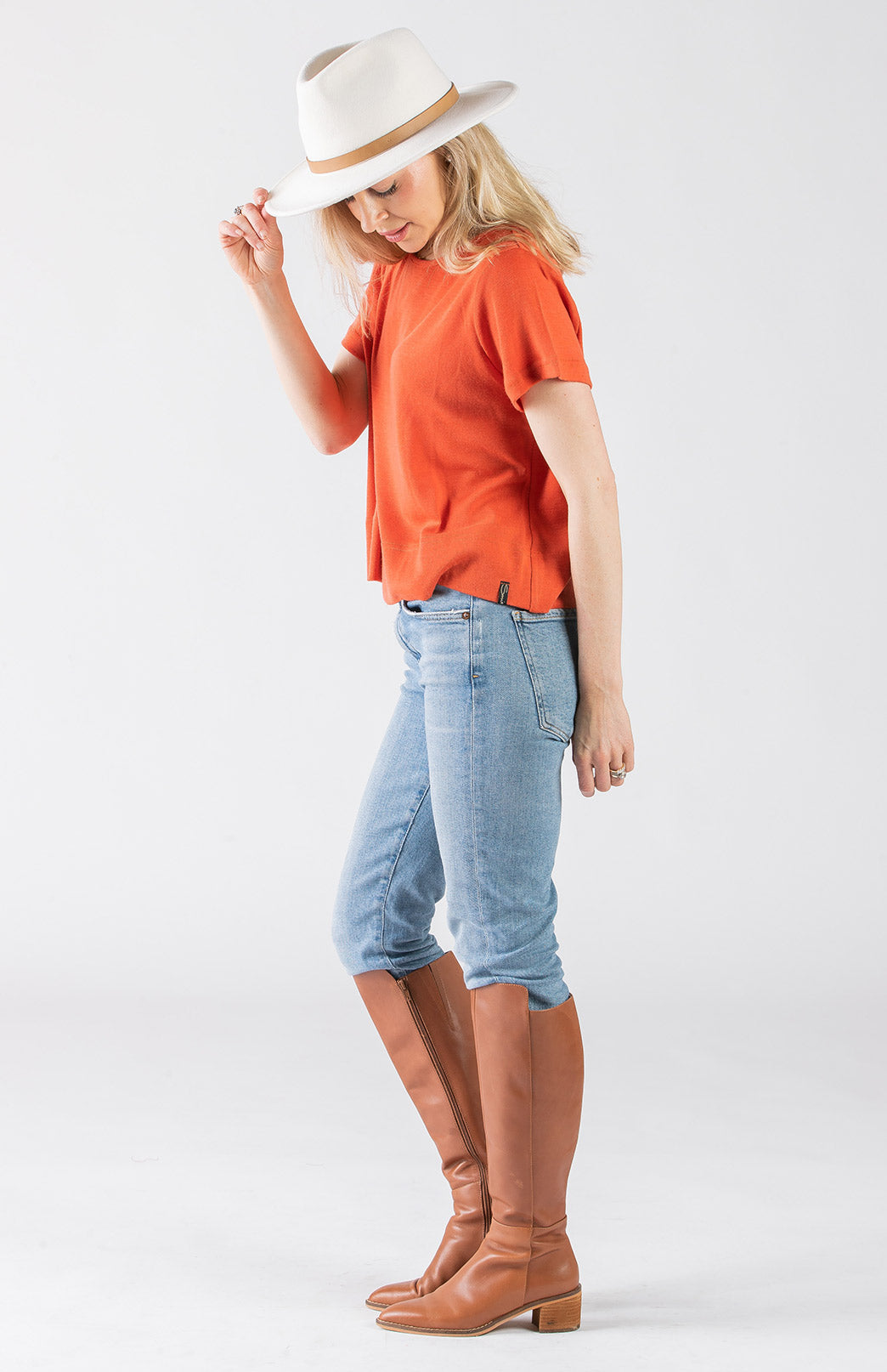 Burnt Orange Women's Merino Wool Boxy Tee