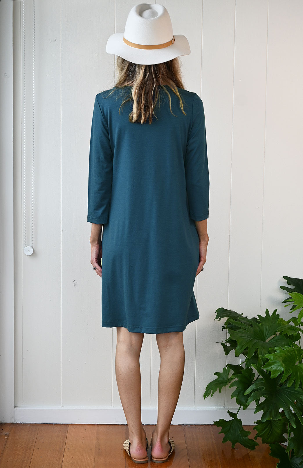 Storm Teal Women's Merino Wool Swing Dress