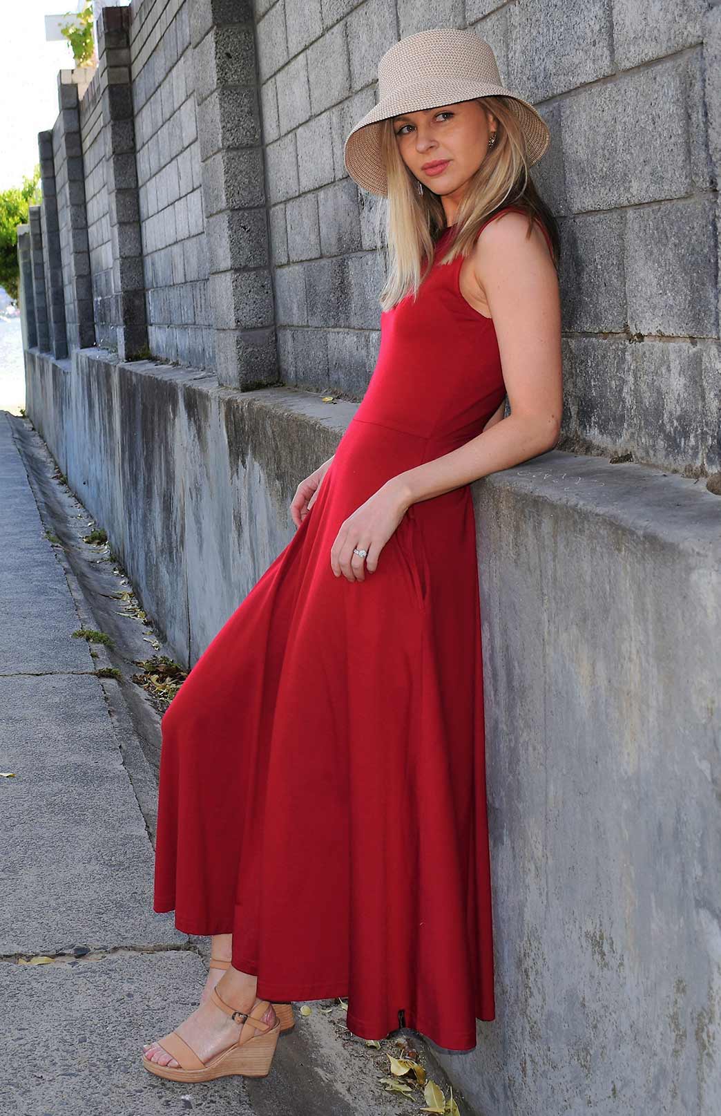 Chilli Red Women's Merino Wool Sleeveless Dress
