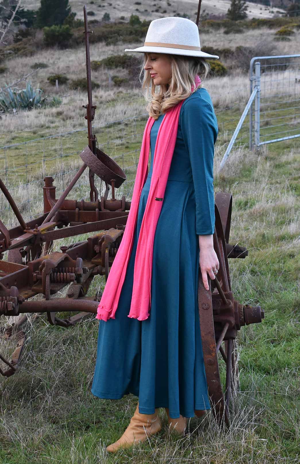 Lipstick Pink Women's Merino Wool Plain Scarf