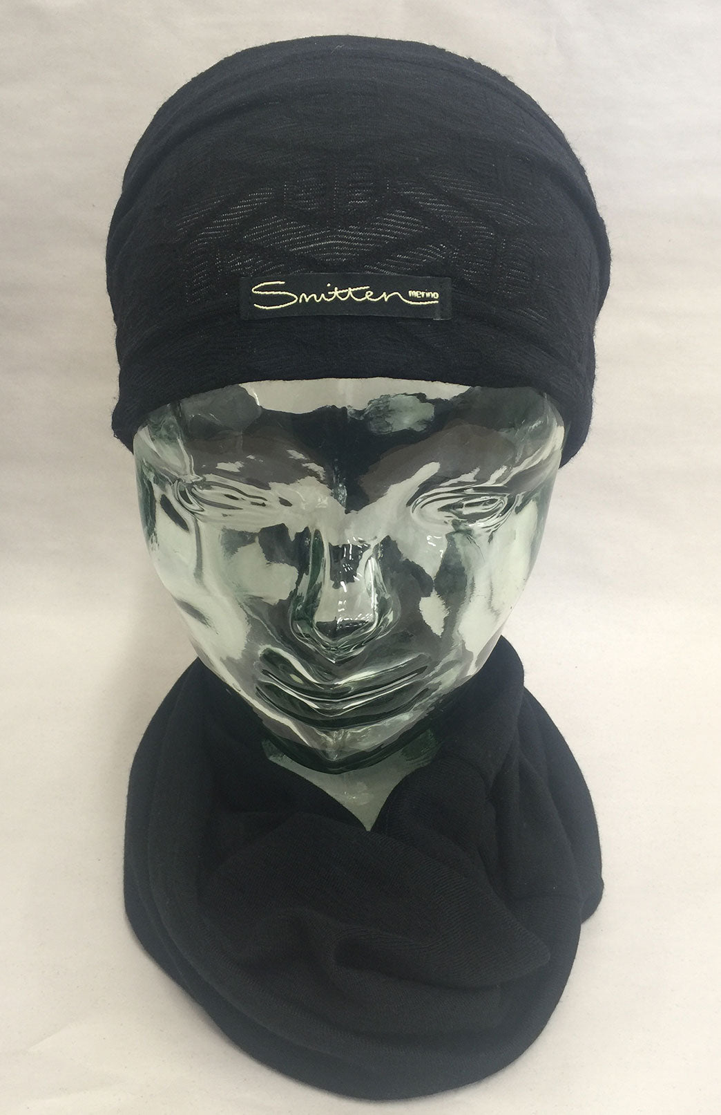 Black Jacquard Unisex Merino Wool Thermal Headband