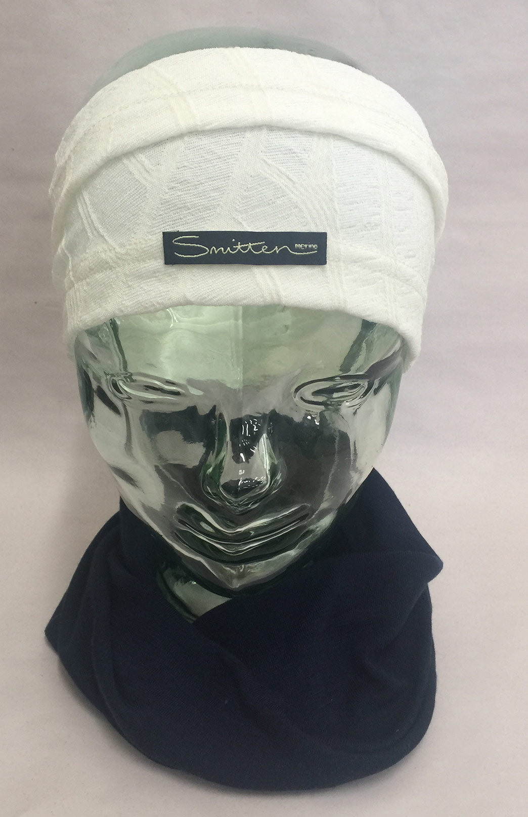 Ivory Jacquard Unisex Merino Wool Thermal Headband