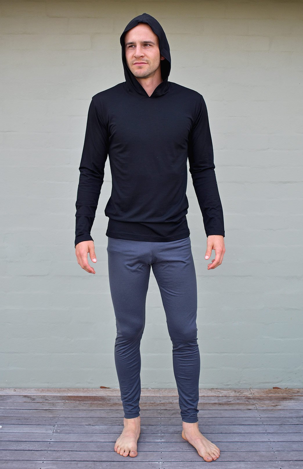 Hoody Crew with Pouch Pocket 200g Women's Merino Wool Long Sleeve Crew Neck Top with Hood and D Pocket