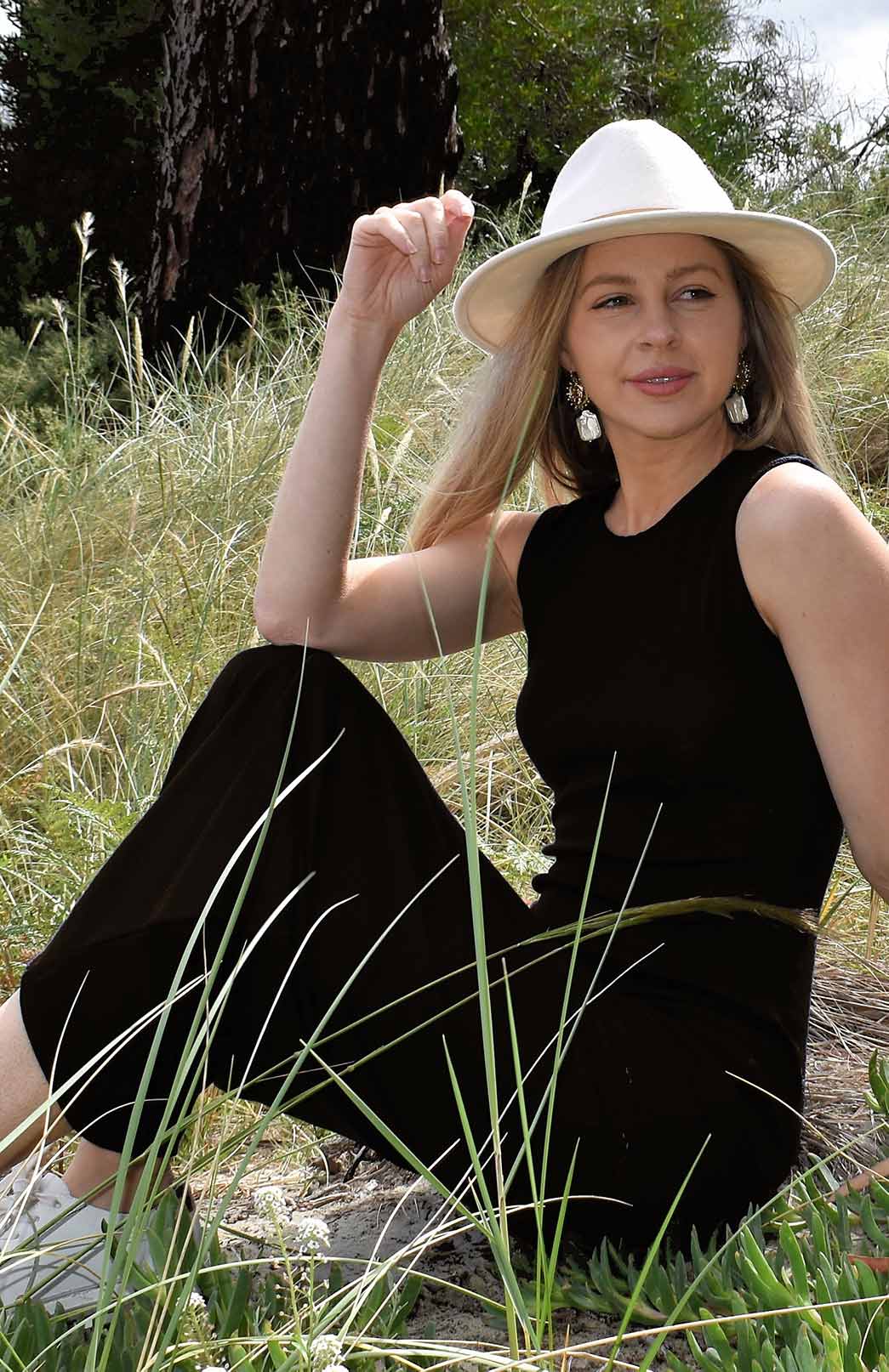 Black Women's Merino Wool Tank Midi Dress