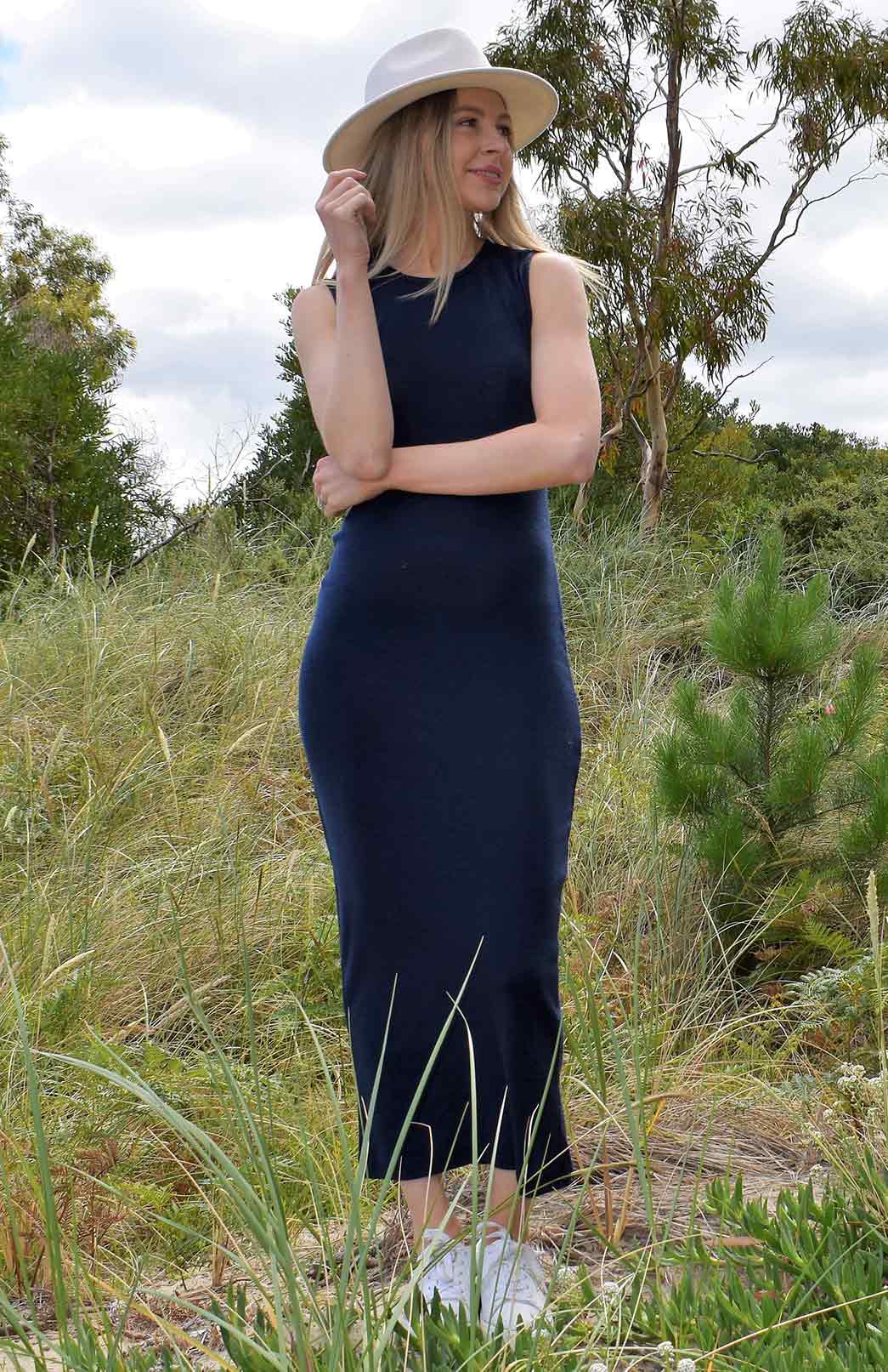 Jenna Dress Women's Merino Wool Tank Midi Dress