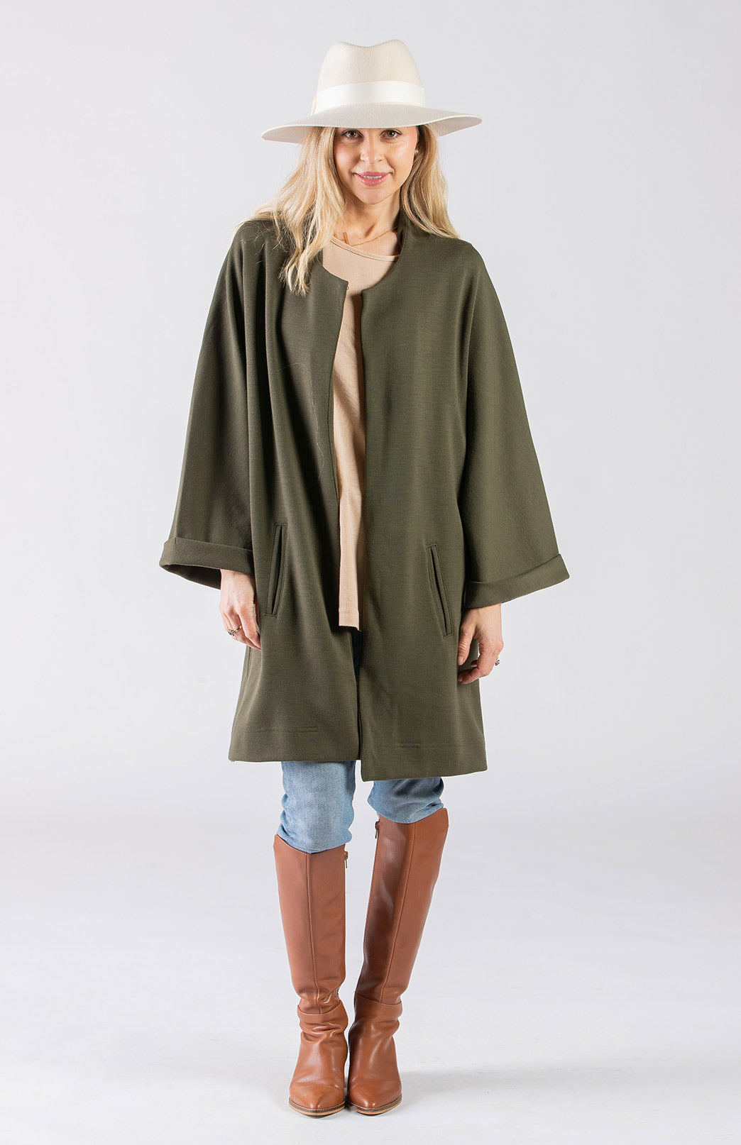 Kimono Coat (Ponte) Women's Kimono Style Merino Wool Coat