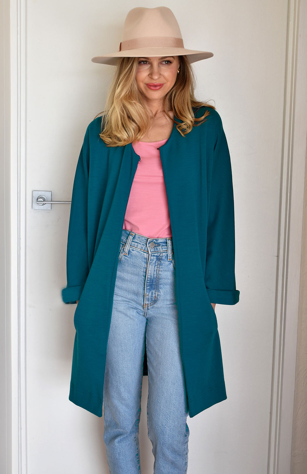 Shiraz Red Women&#39;s Kimono Style Merino Wool Coat
