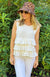 Ecru Women&#39;s Organic Cotton Ruffled Sleeveless Top

