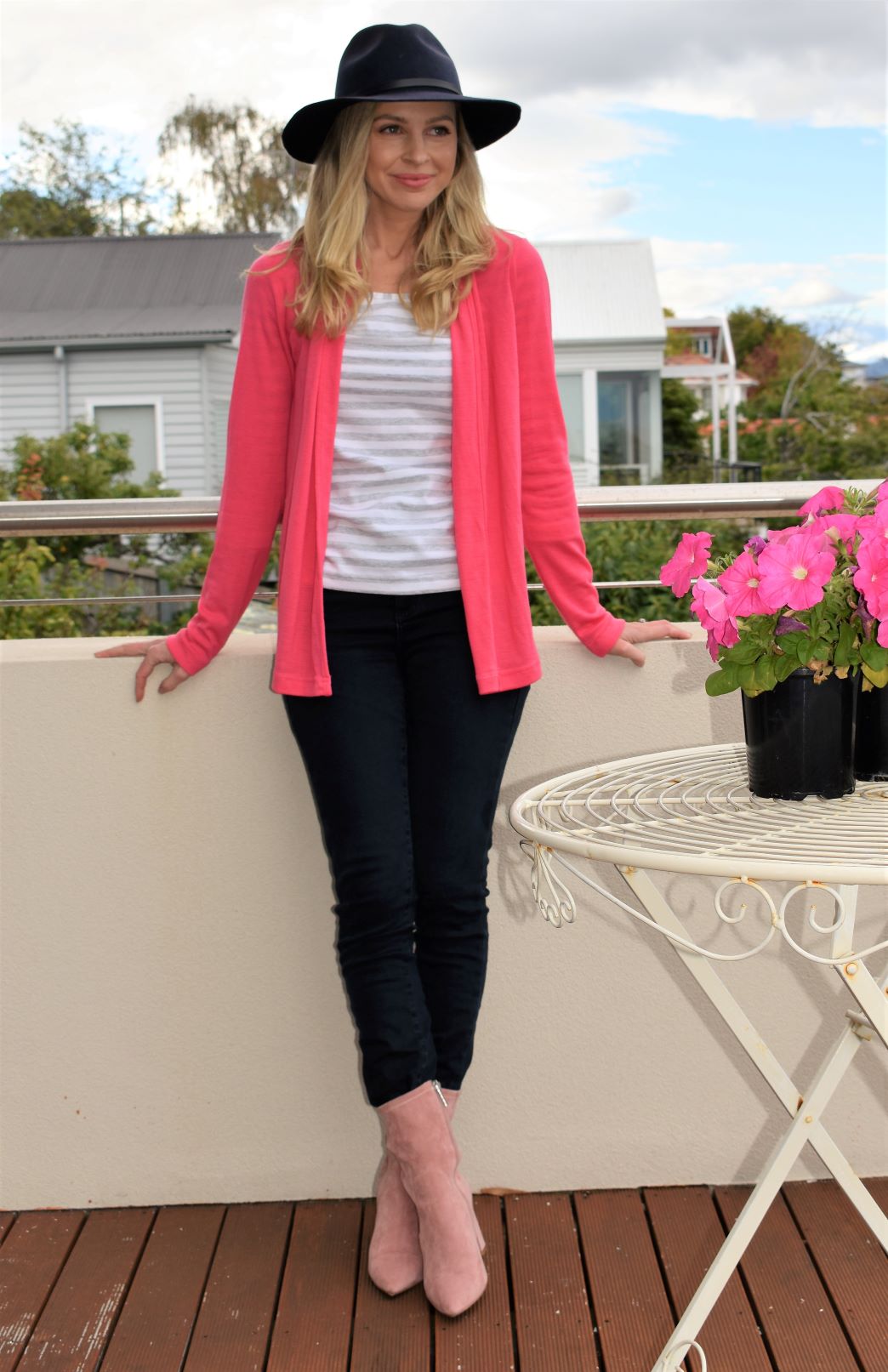 Lipstick Pink Women's Merino Wool Mini Drape Cardigan