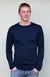 Navy Blue Unisex Merino Wool Long Sleeve Lightweight Crew Neck Top
