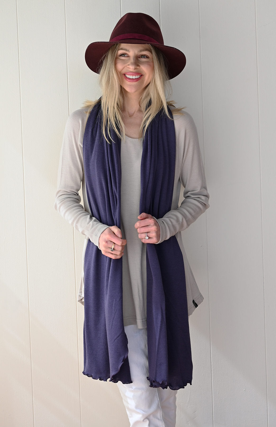 Stone Women's Merino Wool Long Sleeve Top with Raglan Sleeves