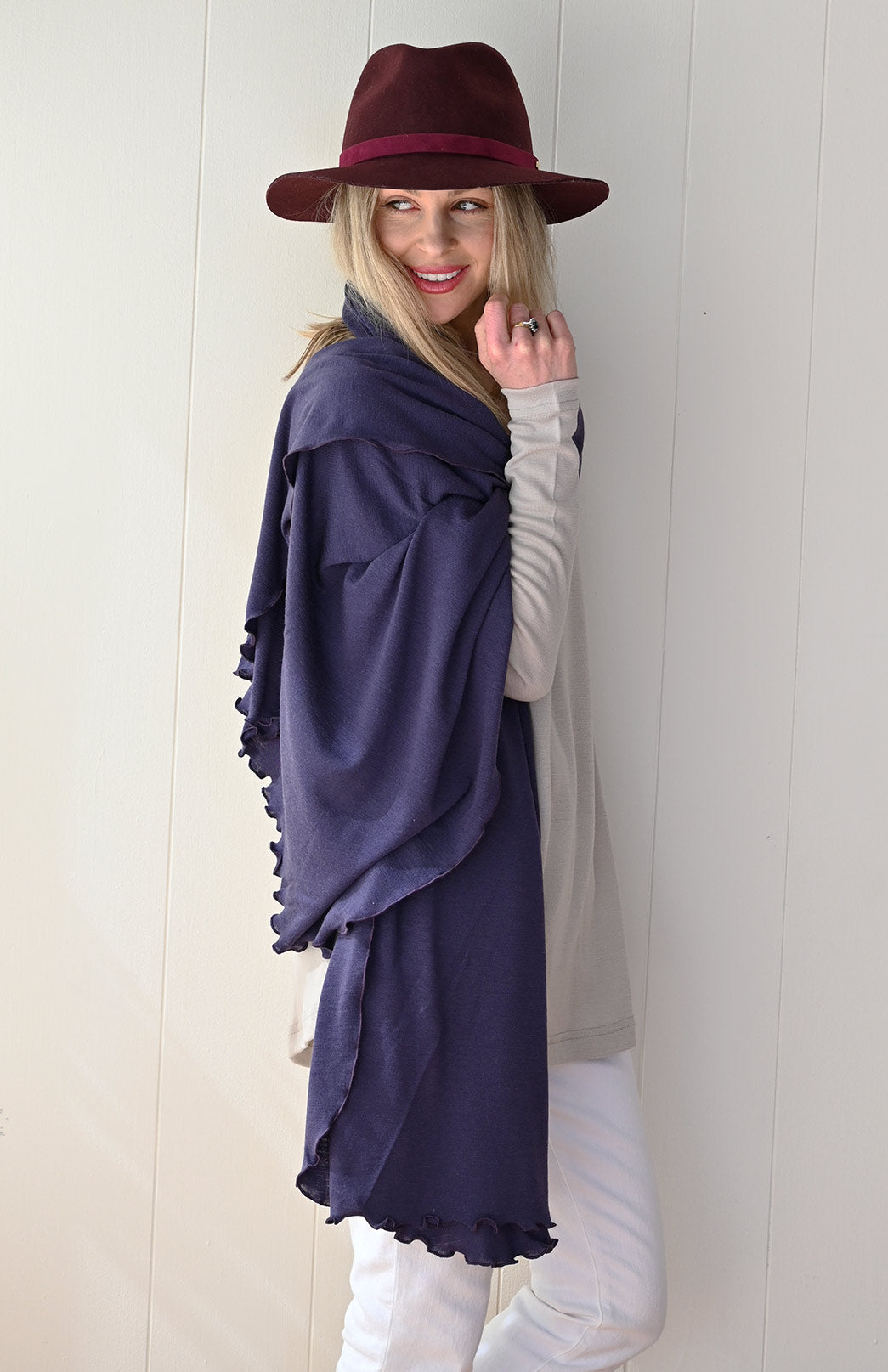 Grape Purple Women's Merino Wool Luxury Scarf