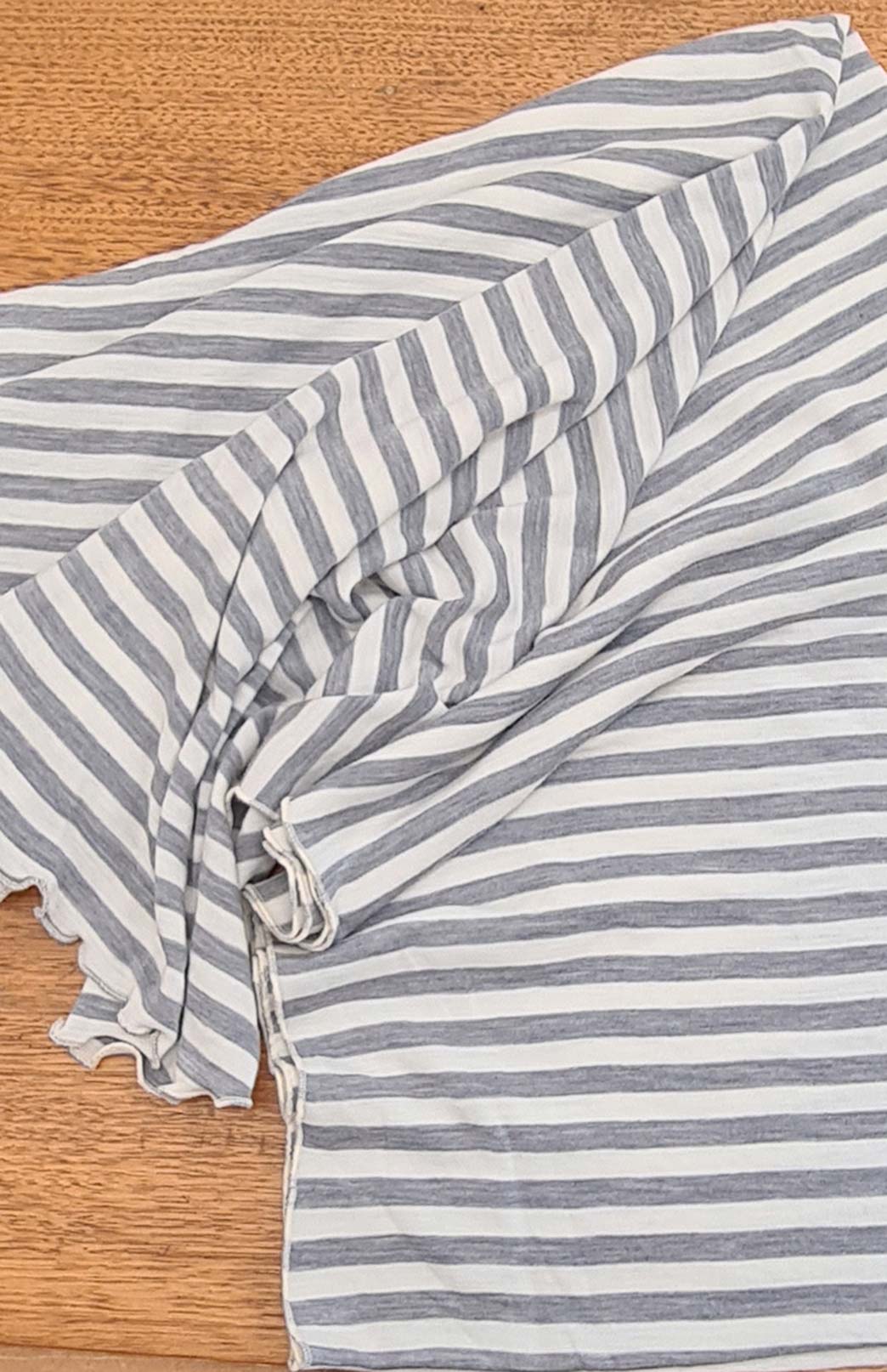 Grey Marl And Ivory Stripe Women's Slimline Long Cardigan with side pockets